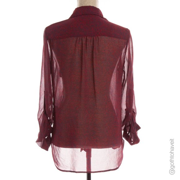 Tommy Hilfiger Roll Tab Sleeve Sheer Blouse - Picture 3 of 8